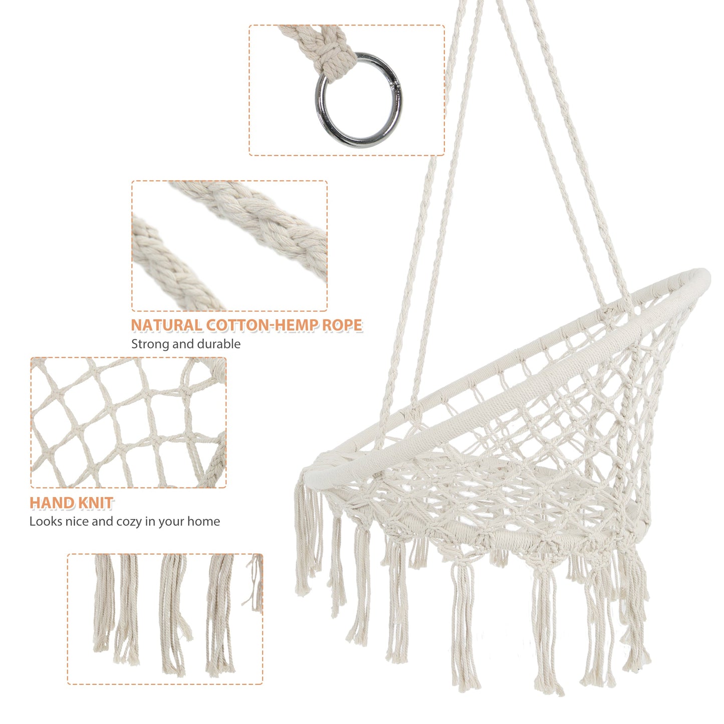 Macrame Hanging Hammock Chair