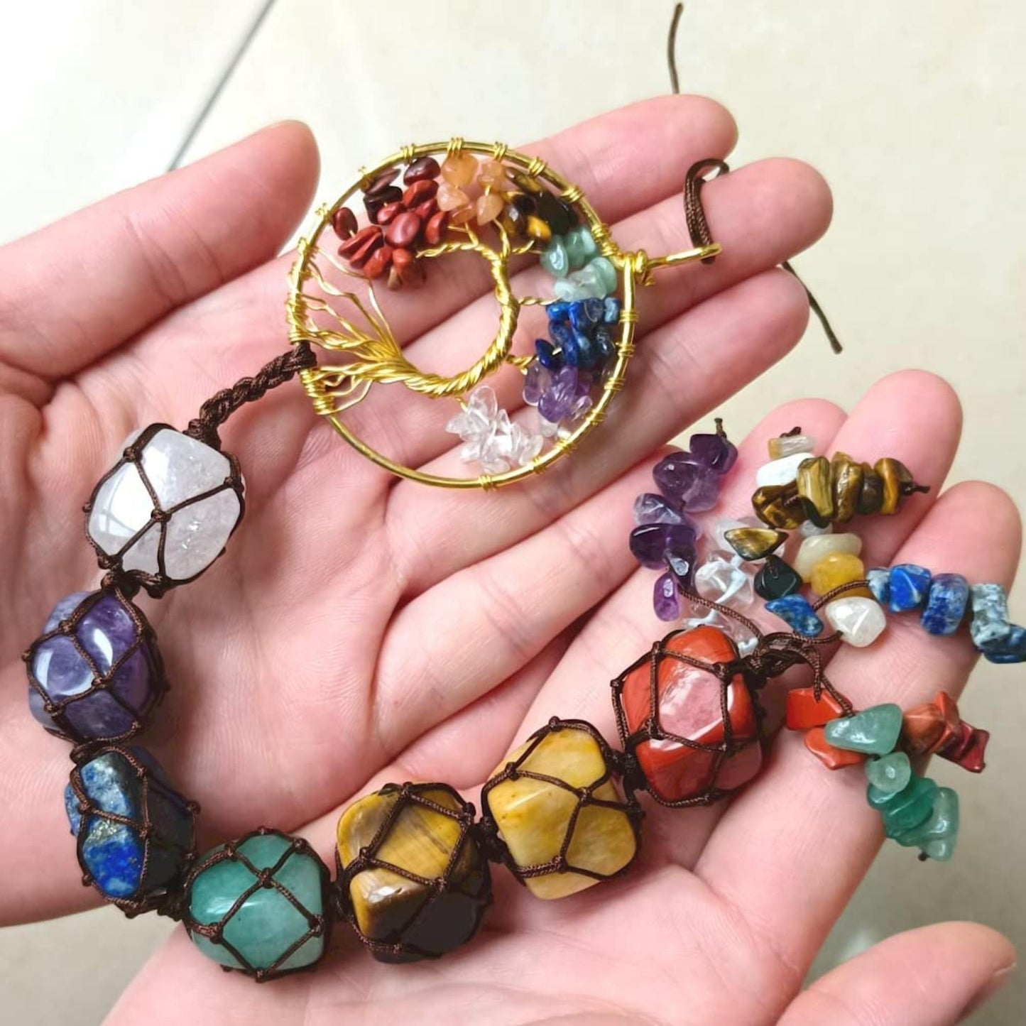 7 Chakra Tree of Life Hanging Crystals