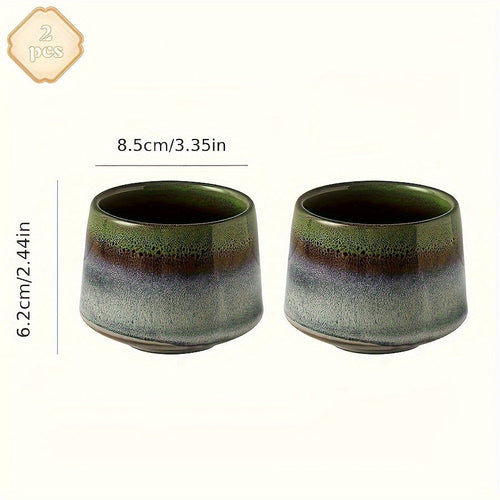 Set of 2 Japanese Kiln Ceramic Mugs