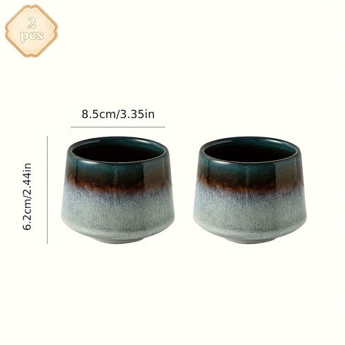 Set of 2 Japanese Kiln Ceramic Mugs