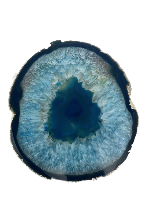 Agate Platter with Silver Trim