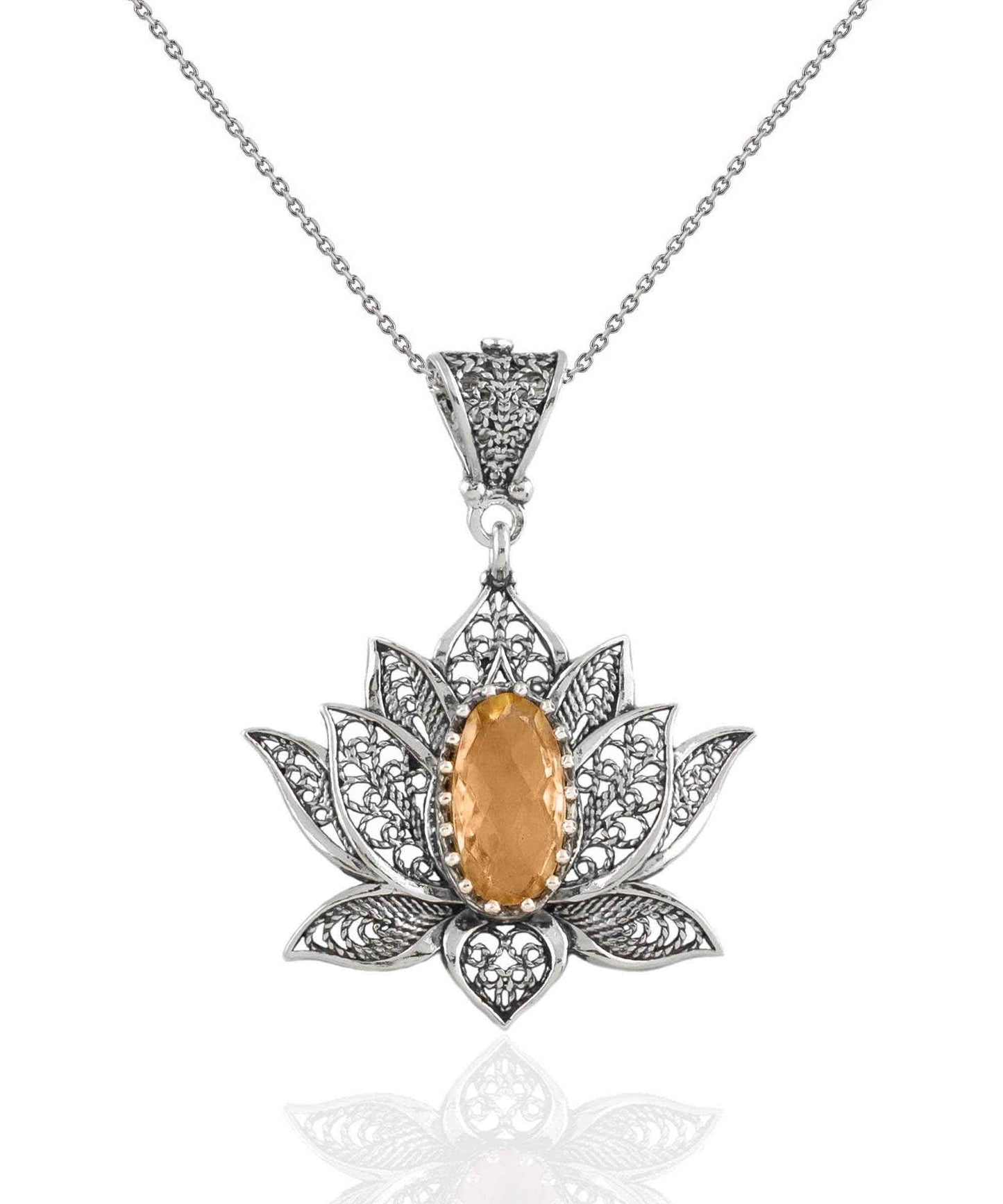 Citrine Lotus Pendant