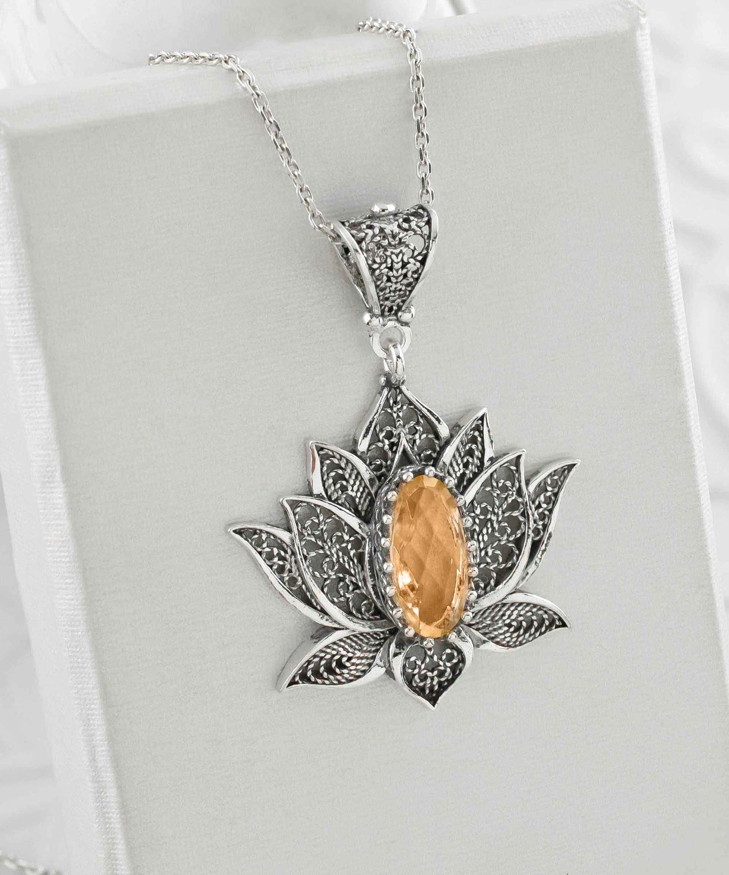 Citrine Lotus Pendant