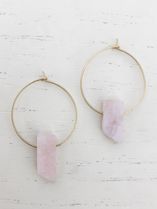 Rose Quartz Hoop Earrings