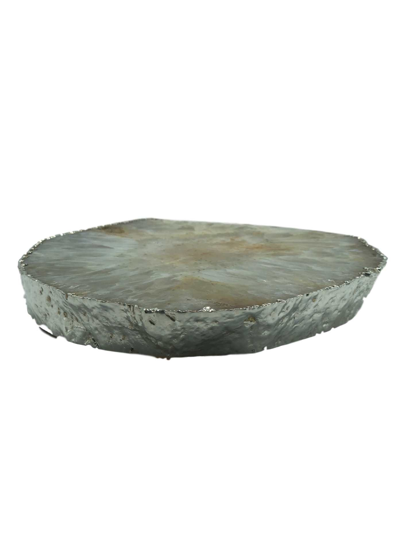 Agate Platter with Silver Trim