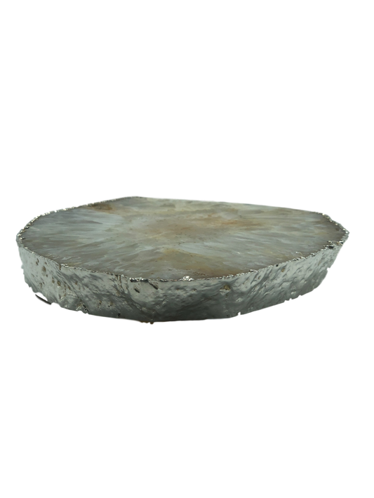 Agate Platter with Silver Trim