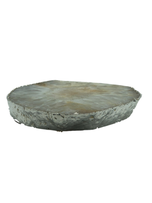 Agate Platter with Silver Trim