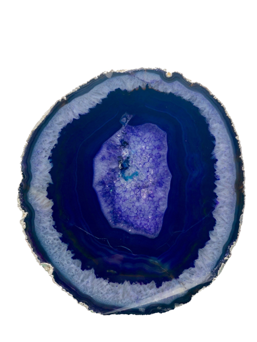 Agate Platter with Silver Trim