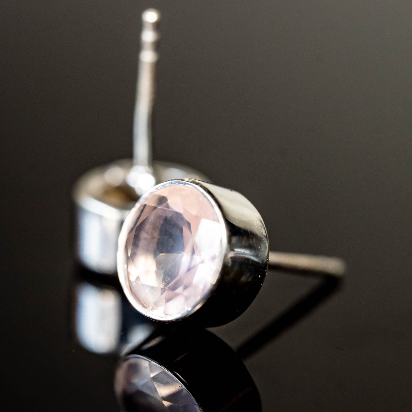 Rose Quartz Round Studs