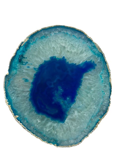 Agate Platter with Silver Trim