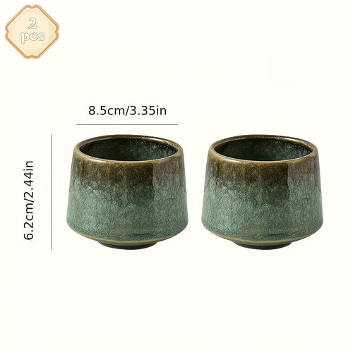 Set of 2 Japanese Kiln Ceramic Mugs