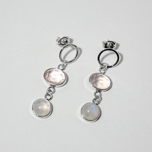 Rose Quartz & Moonstone Earrings