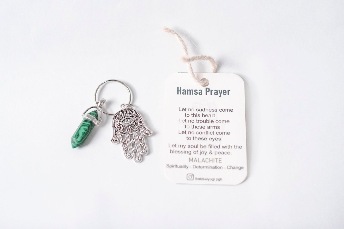 Hamsa & Malachite Key Ring
