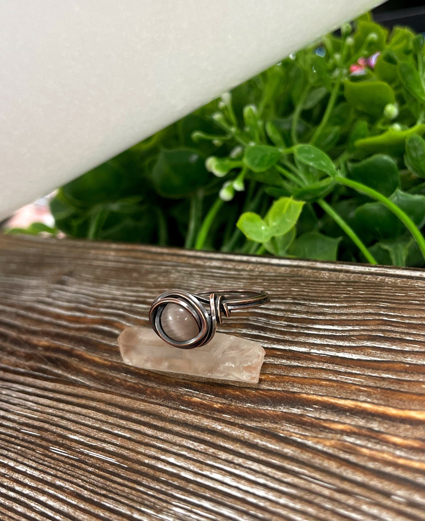 Wire Wrapped Cats Eye Ring