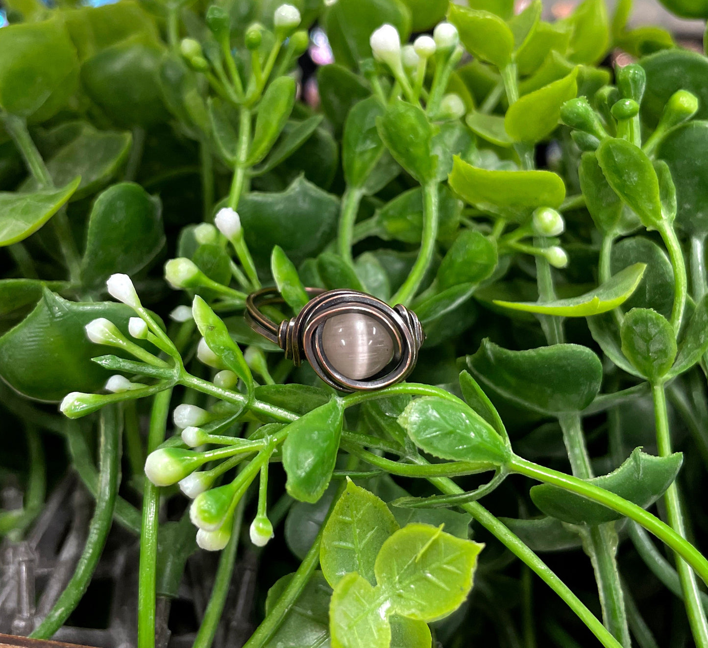 Wire Wrapped Cats Eye Ring