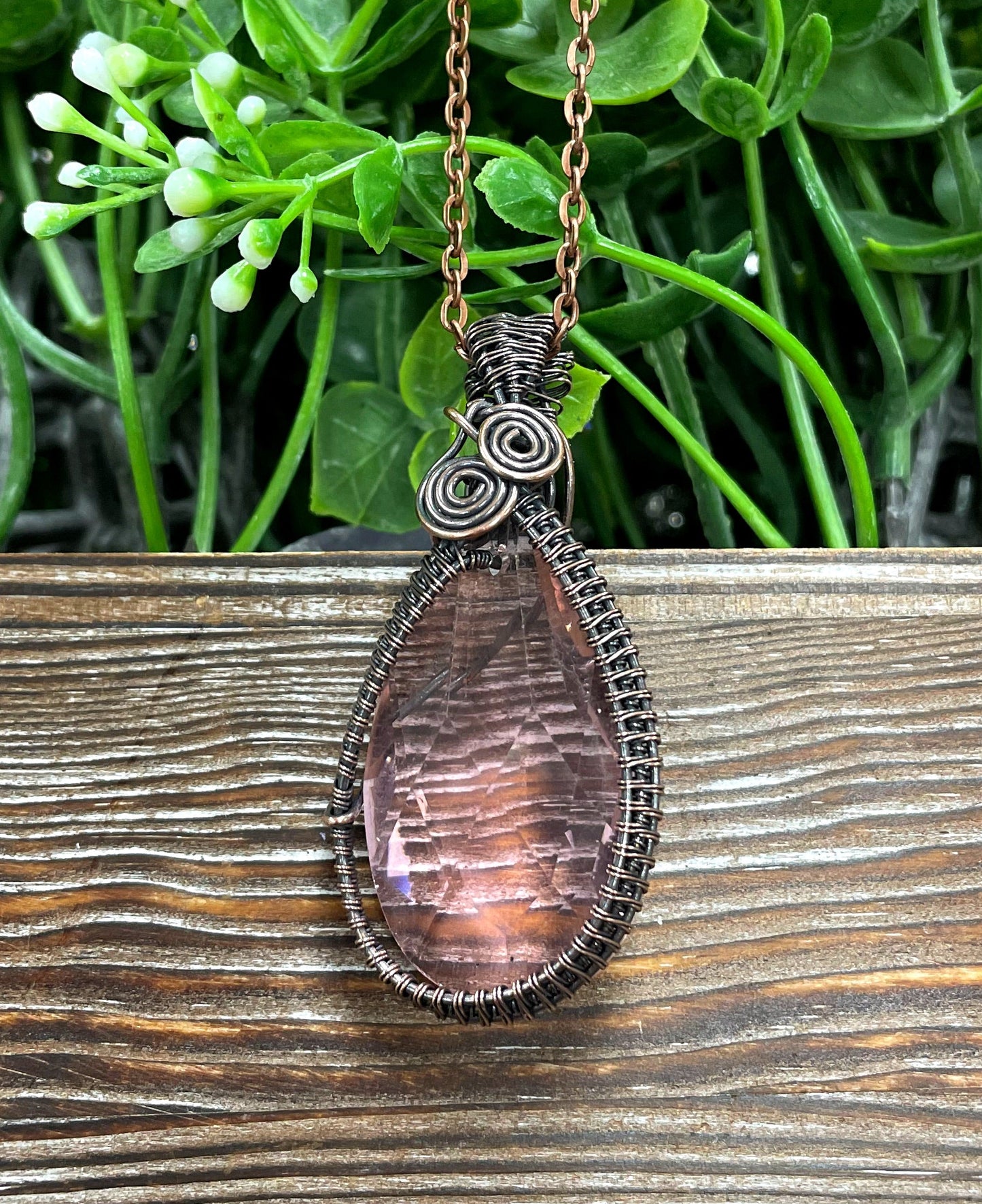 Wire Wrapped Glass Crystal Necklace