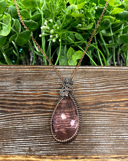 Wire Wrapped Glass Crystal Necklace