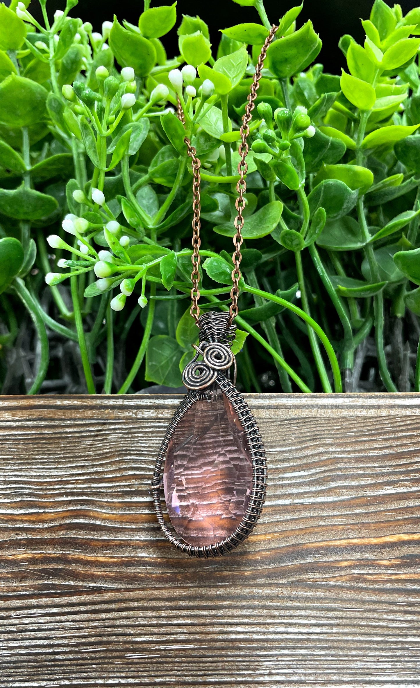 Wire Wrapped Glass Crystal Necklace