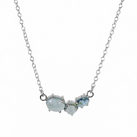 Aquamarine  Cluster Necklace