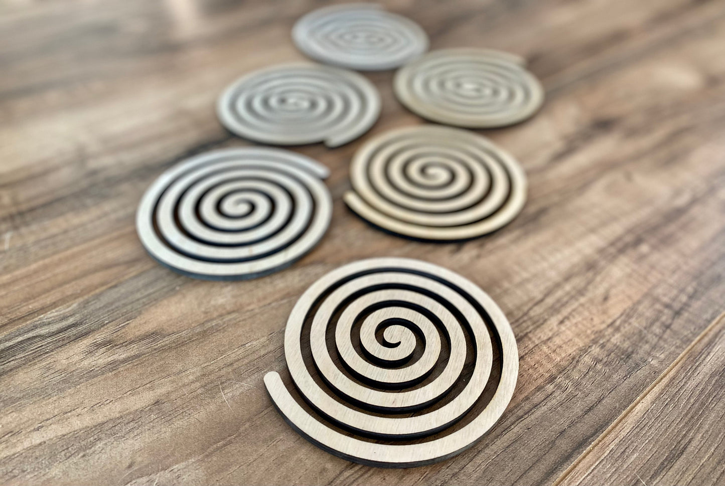 Wood Spiral Coasters
