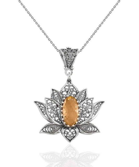 Citrine Lotus Pendant